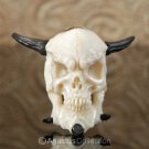 Horned ALIEN SKULL ~ DEER ANTLER Sculpture Art Carving 31.06 g