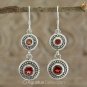 Hook EARRINGS Sterling SILVER & Genuine Red Garnet 8.15 g ~ Handmade in Bali