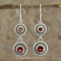 Hook EARRINGS Sterling SILVER & Genuine Red Garnet 8.15 g ~ Handmade in Bali