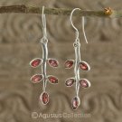 Hook EARRINGS Sterling SILVER & Genuine Red Garnet 4.50 g ~ Handmade in Bali