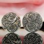 Iridescent Oyster SHELL CARVED Floral Design Earring Pair Handmade in Bali 9.13g