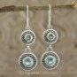 Hook EARRINGS Sterling SILVER & Genuine Blue Topaz 8.50 g ~ Handmade in Bali