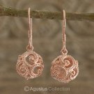 Hook EARRINGS Genuine 18K Rose Gold over Sterling SILVER 4.35 g ~ Handmade
