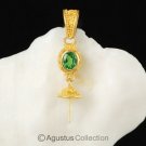 Solid 22K GOLD & Tsavorite Bali Granulation PENDANT BAIL & Pearl Cup 2.08 g