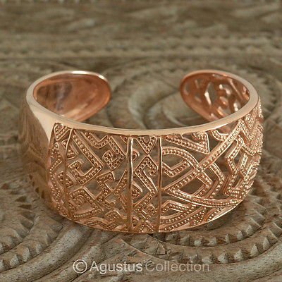Cuff Bracelet Genuine 18K Rose Gold over Sterling SILVER 30.75 g ~ Handmade