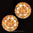 Pair 0.08 cts Round Natural Orange Diamonds 2.10 mm VS2 Clarity Brilliant Cut
