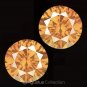 Pair 0.08 cts Round Natural Orange Diamonds 2.10 mm VS2 Clarity Brilliant Cut