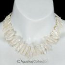 Iridescent Natural Color White Rose-Petal Stick FRESHWATER KESHI PEARLS 10.4"