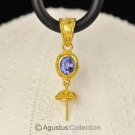 Solid 22K GOLD & TANZANITE Bali Granulation PENDANT BAIL & Pearl Cup 2.19 g