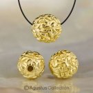 24K GOLD Vermeil on Solid 925 Sterling SILVER Rudraksha Mala Prayer BEAD 7.75 mm