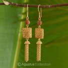 Hook EARRINGS 24K Gold Vermeil over Sterling SILVER & Rudraksha Beads 6.60 g