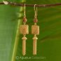 Hook EARRINGS 24K Gold Vermeil over Sterling SILVER & Rudraksha Beads 6.60 g