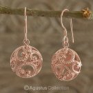 Hook EARRINGS Genuine 18K Rose Gold over Sterling SILVER 5.80 g ~ Handmade