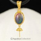 Solid 22K GOLD & Welo Black Opal Bali Granulation PENDANT BAIL & Pearl Cup 3.23g