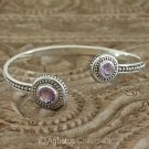 Cuff Bracelet Genuine 925 Sterling SILVER & Amethyst 17.50 g ~ Handmade in Bali
