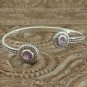 Cuff Bracelet Genuine 925 Sterling SILVER & Amethyst 17.50 g ~ Handmade in Bali