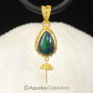 Solid 22K GOLD & Welo Opal Bali Granulation PENDANT BAIL & Pearl Cup 3.30 g