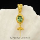 Solid 22K GOLD & Green TOURMALINE Granulation PENDANT BAIL with Pearl Cup 2.25 g