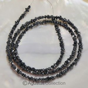 Natural Drusy Nugget DIAMOND 15.9" Bead Strand Grayish Black Gemstone 18.5 ct