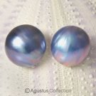 Pair MABE PEARLS 15 mm Lustrous BLUE Cultured Sumbawa Indonesia 2.90 g
