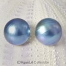 Pair MABE PEARLS 15 mm Lustrous BLUE Cultured Sumbawa Indonesia 3.07 g