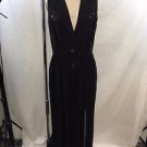 VINTAGE BLACK SEQUIN SLEEVELESS BUTTON DOWN JUMPSUIT SIZE S
