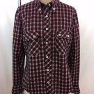 ISABEL MARANT RED/ BLACK WOOL PLAID BUTTON DOWN SHIRT SIZE S