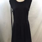 CYNTHIA ROWLEY BLACK PLEATED GOLD ZIP BACK DRESS SIZE M