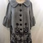 RYU GRAY CHARCOAL LACE EMBROIDERED BELL SLEEVE COAT SIZE S