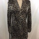 ST JOHN EVENING LEOPARD KNIT BEADED TRIM SPAG STRAP GOWN/ JACKET SET SIZE 4