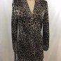 ST JOHN EVENING LEOPARD KNIT BEADED TRIM SPAG STRAP GOWN/ JACKET SET SIZE 4