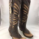 LIBERTY BLACK 711510 BROWN/ TAN LEATHER DISTRESSED WESTERN BOOTS SIZE 7.5
