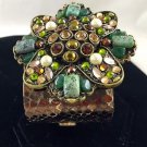Leatherock™ gold Leather Cuff Bracelet multicolor crystals/Stones 6 1/2"
