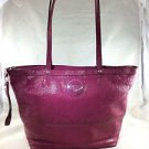 COACH RASPBERRY TEXTURED PATENT TWO STRAP SMALL TOTE