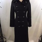 J. LO BY JENNIFER LOPEZ BLACK WOOL STITCH TRIM DOUBLE BREASTED COAT SIZE P/ XS