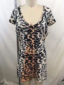BLUE LIFE LEOPARD PRINT S/S OPEN BACK MINI DRESS SIZE XS