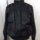 DARYL K BLACK RUCHED HIDDEN HOODIE RAIN JACKET SIZE SMALL