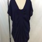 ST JOHN NAVY WOOL BLEND BOX NECK DOLMAN SLEEVE TUNIC DRESS SIZE L