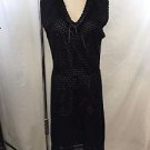 ODILLE BLACK CROCHET OVERLAY TIE AROUND SLEEVELESS DRESS SIZE L