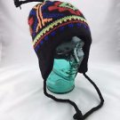 RLX RALPH LAUREN MENS BLACK MULTI COLOR LAMBSWOOL/ CASHMERE BEANIE ONE SIZE