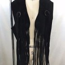 BLACK SUEDE FRINGE OPEN VEST