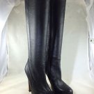 DSQUARED2 BLACK PEBBLE LEATHER KNEE HIGH PLATFORM BOOTS SIZE 37.5