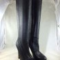 DSQUARED2 BLACK PEBBLE LEATHER KNEE HIGH PLATFORM BOOTS SIZE 37.5