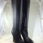 DSQUARED2 BLACK PEBBLE LEATHER KNEE HIGH PLATFORM BOOTS SIZE 37.5