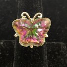 Pink green SPINEL Butterfly Color Changing .925 SILVER RING Sz 8