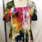 BABETTE WATER COLOR TIE DYE S/S SNAP DOWN TOP SIZE X-SMALL