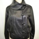 BRUCE BLACK LEATHER WIDE COLLAR JACKET SIZE 6