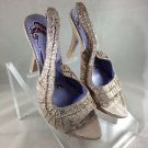 IRREGULAR CHOICE GOLD SWIRL DESIGN SLING BACK HEELS SIZE 40.5