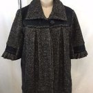 MAYLE BLACK/ BEIGE WOOL MOHAIR HERRINGBONE CROP SLEEVE JACKET SIZE 4