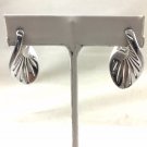 14K WHITE GOLD MADE IN ITALY SWIRL LEAF SHAPED EARRINGS  5.1 grams PIERCED